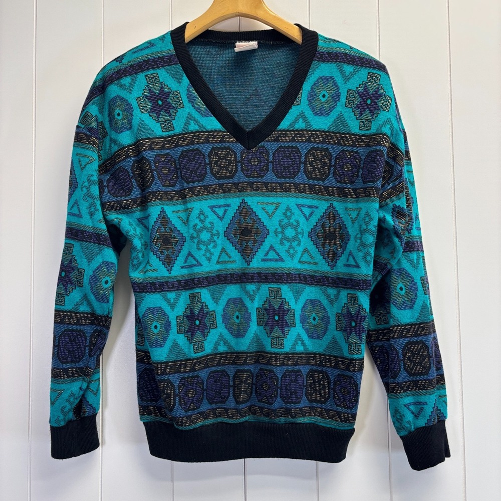Vintage Graff Californiawear Southwestern Sweater Women Size M Eclectic Boho